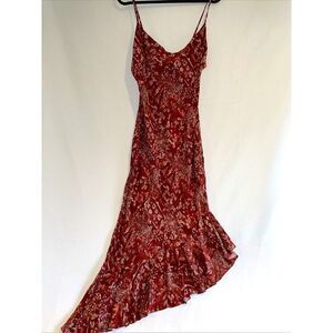 VTG Y2K City Triangles Boho Tan  Dress Asymmetric Spaghetti Strap Fairycore 11